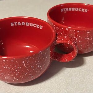 Starbucks 2019 Red Speckled cup/mug/bowl 16 oz Set of 2
